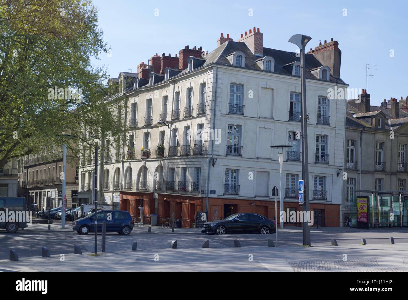 Subsiding buildings in Nantes city centre Stock Photo