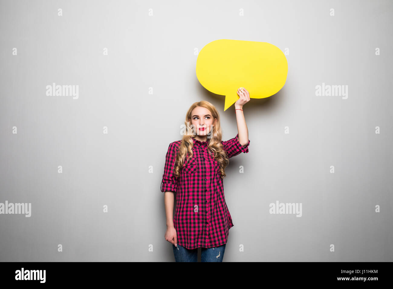 Cartoon woman smiling bubble hi-res stock photography and images - Alamy