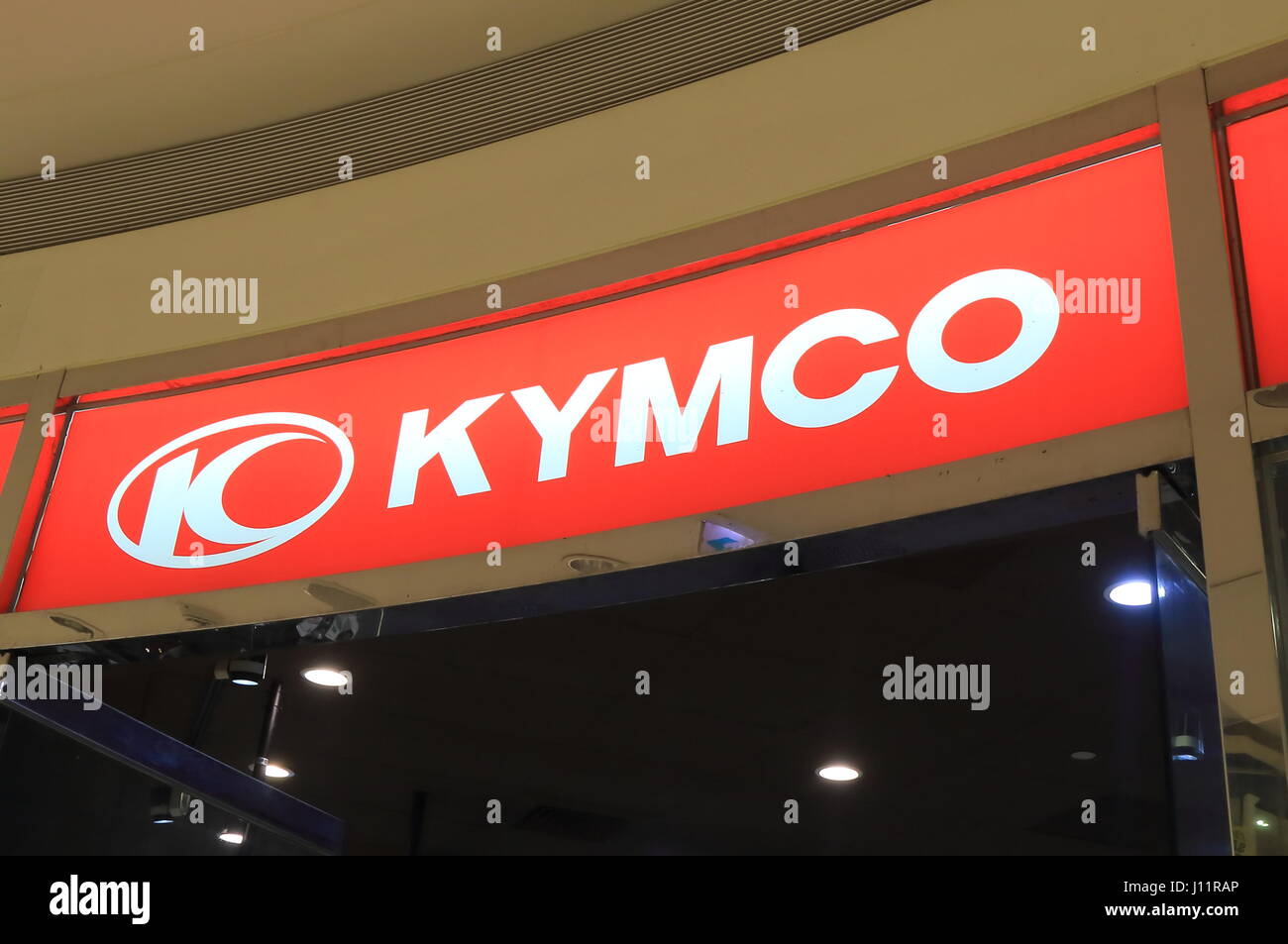 Kymco. Kymco is a Taiwanese company that manufactures motor scooters, motorcycles founded in 1963. Stock Photo
