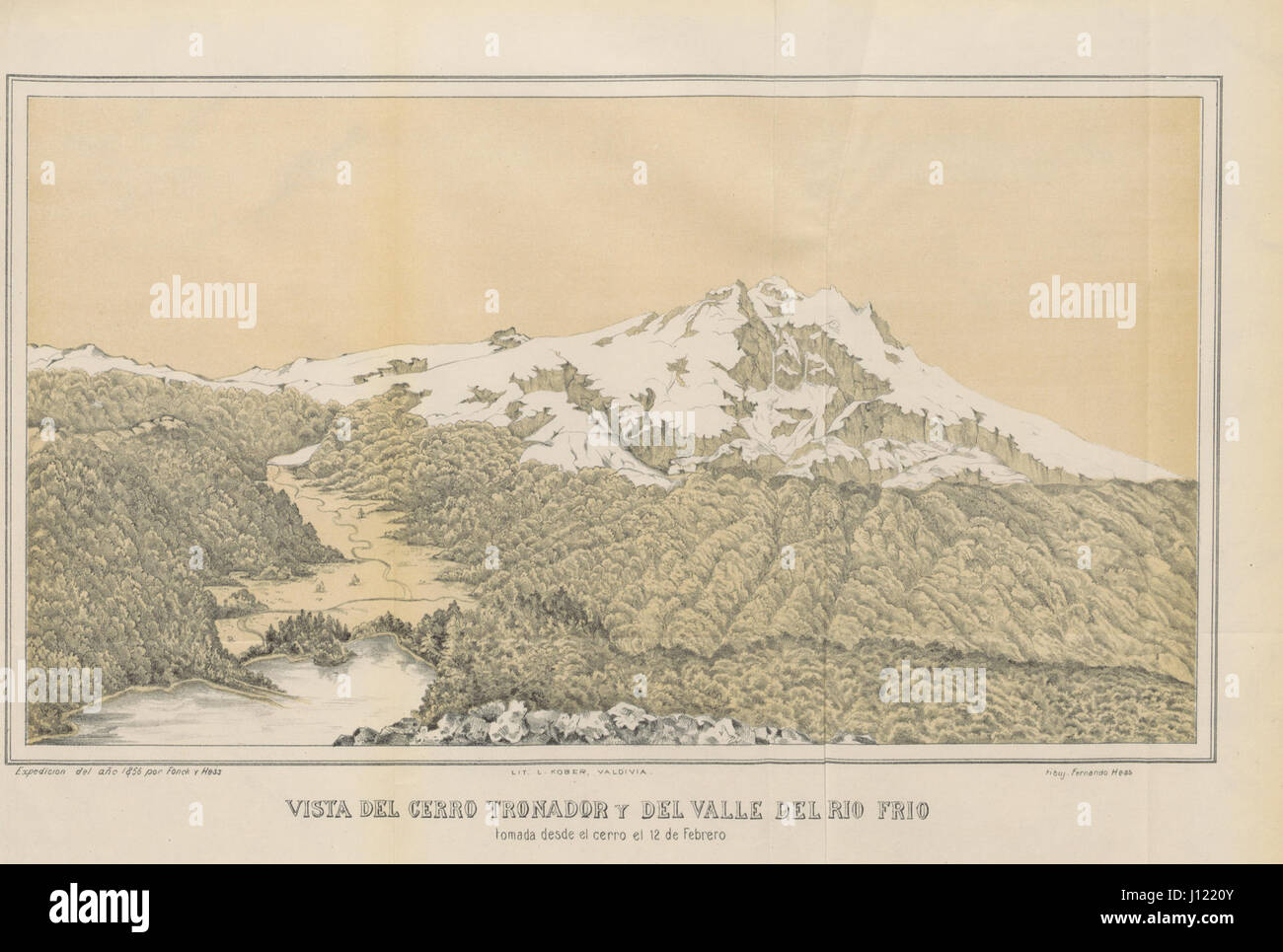 Viajes de Fray F. Menendez a la Cordillera, publicados y comentados por F. Fonck. Edicion centenaria ... con un mapa. (Viajes., a Nahuelhuapi, etc.) Stock Photo
