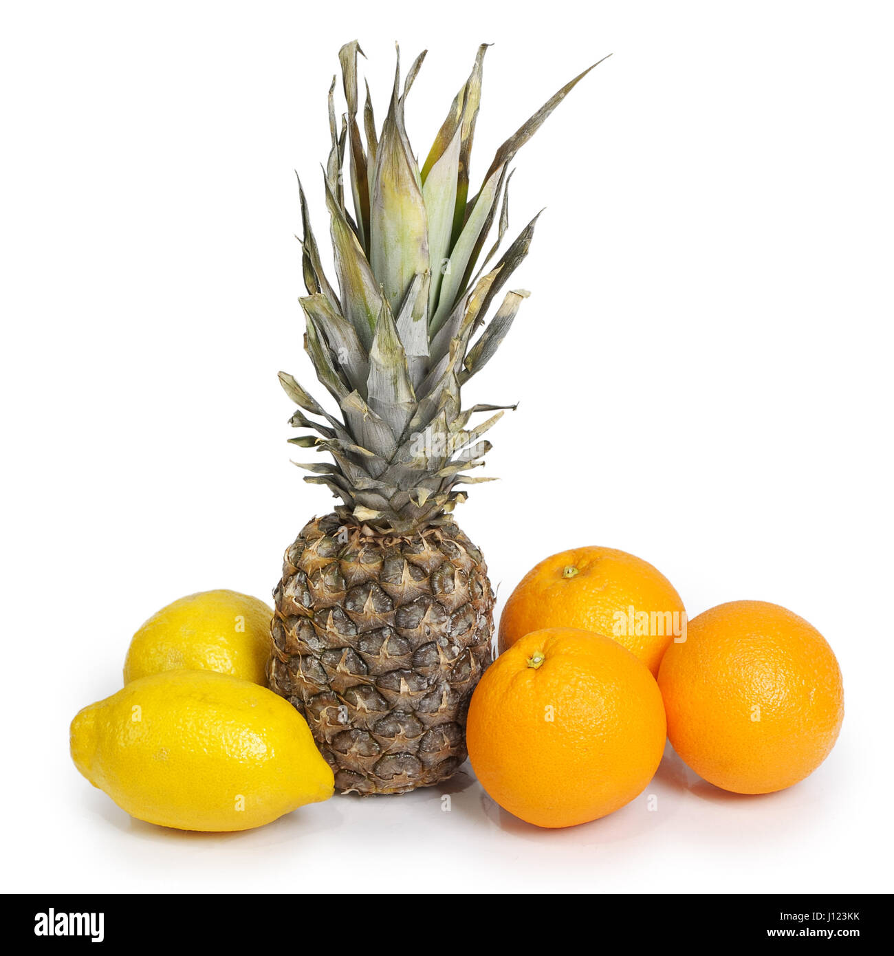 Fresh tropical fruits isolated on white Stock Photo