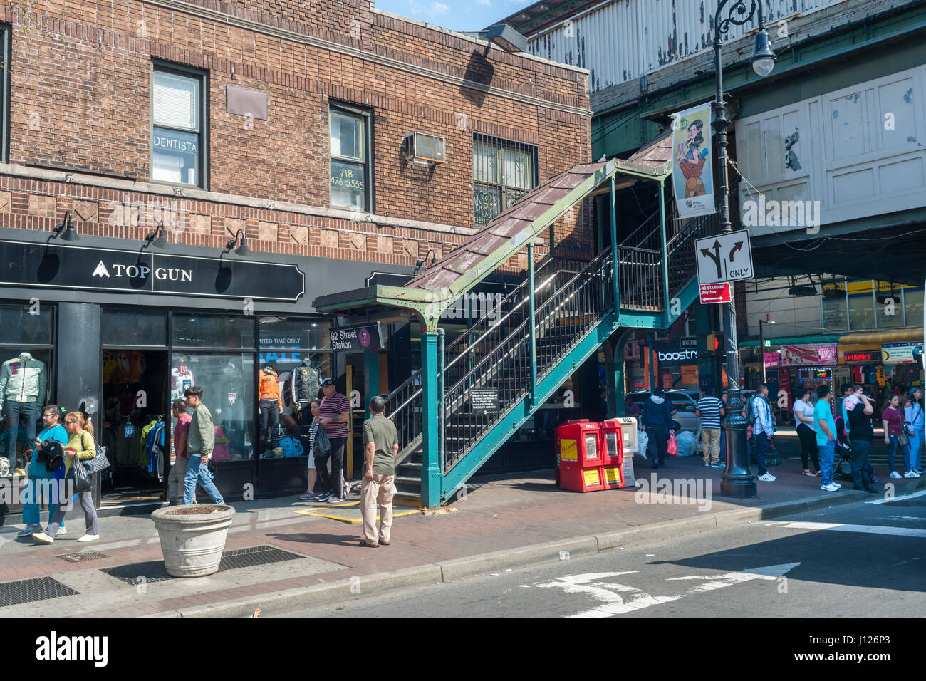 Entrance to the 82nd Street station on the Flushing line in the Jackson
