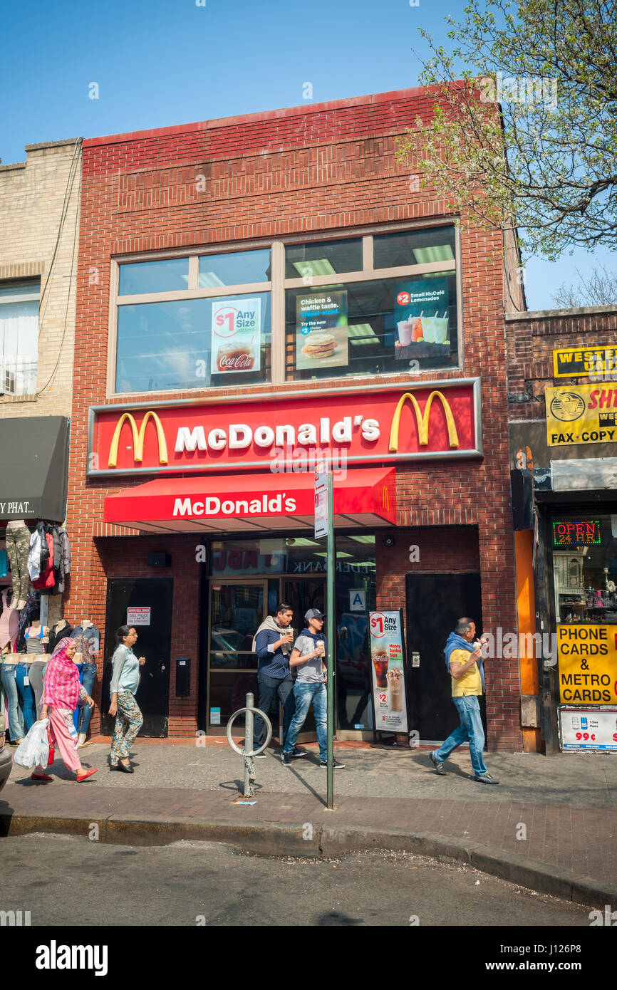 McDonald's fast food restaurant in the Jackson Heights neighborhood in