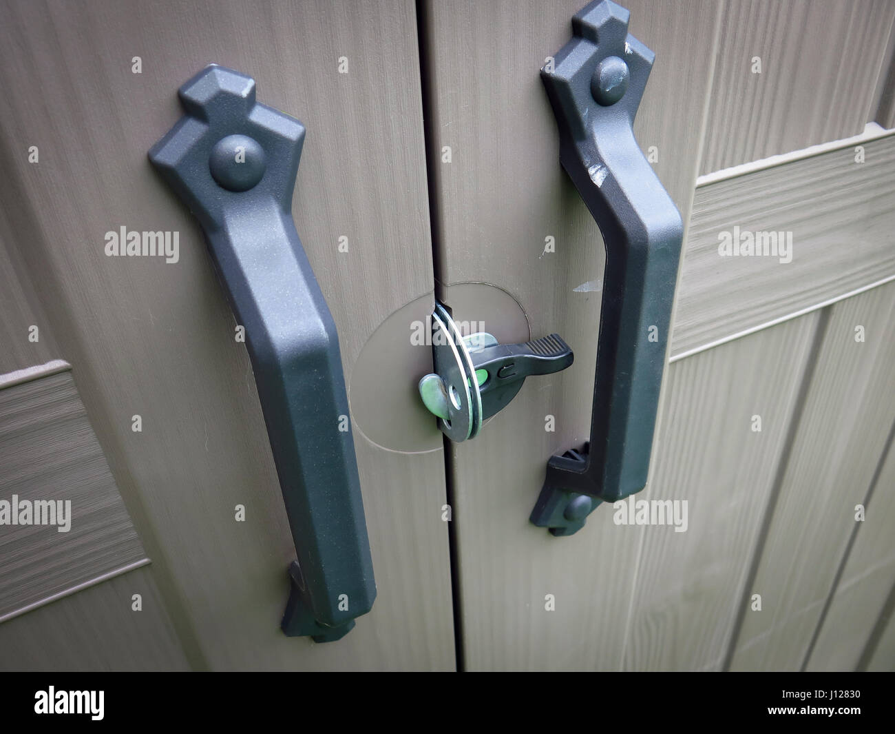 Plastic Handles On Shed Double Door Stock Photo 138347860 Alamy
