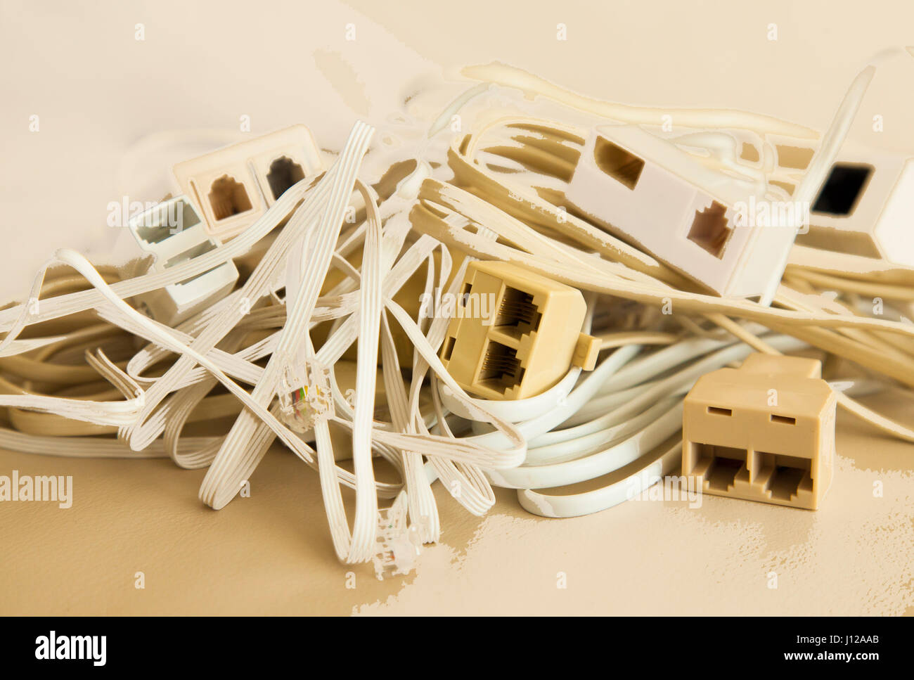 Loose cables in a pile, office computer supplies Stock Photo Alamy