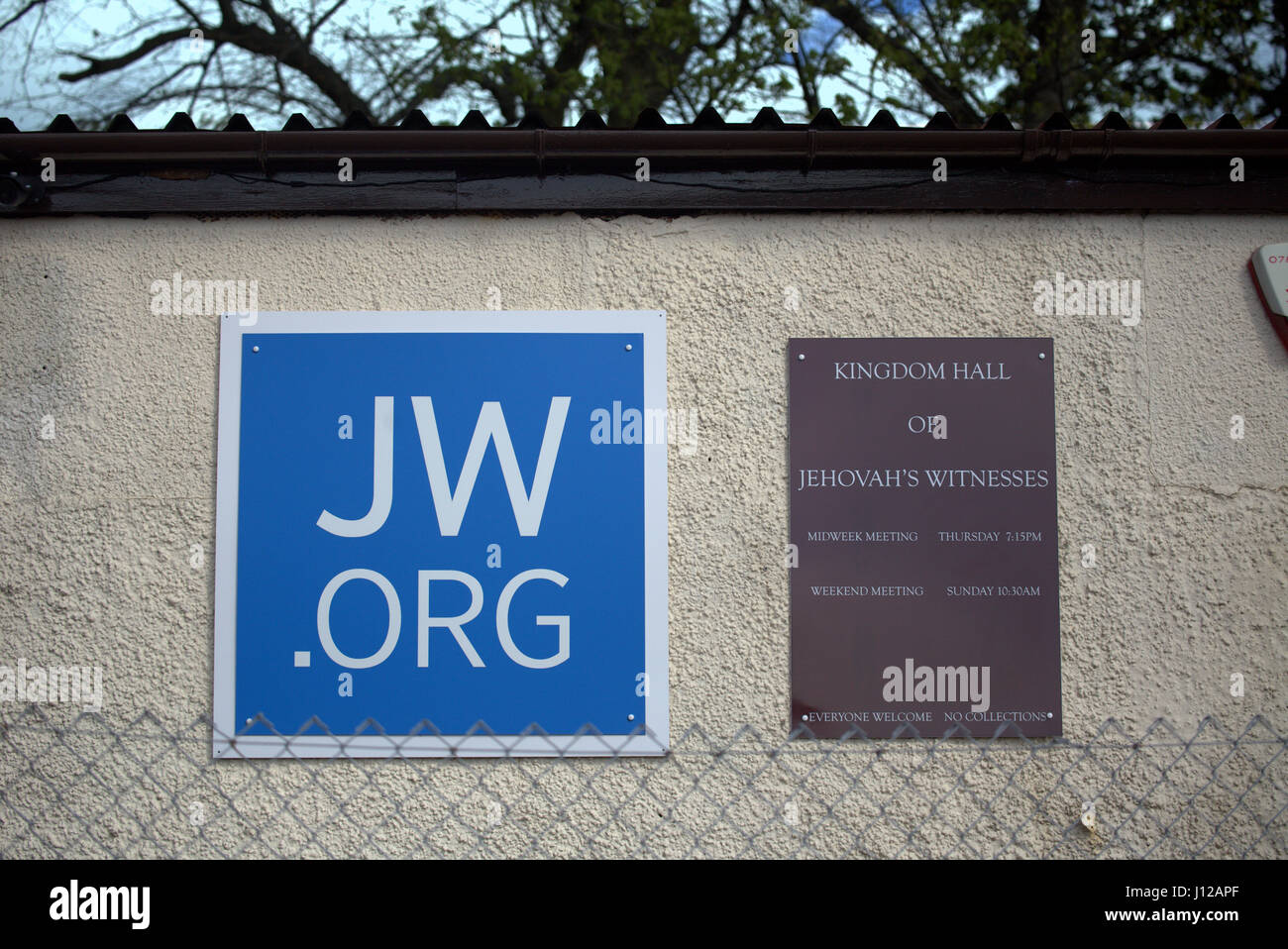 Jehovah's witnesses  temple jw.org sign kingdom hall Stock Photo