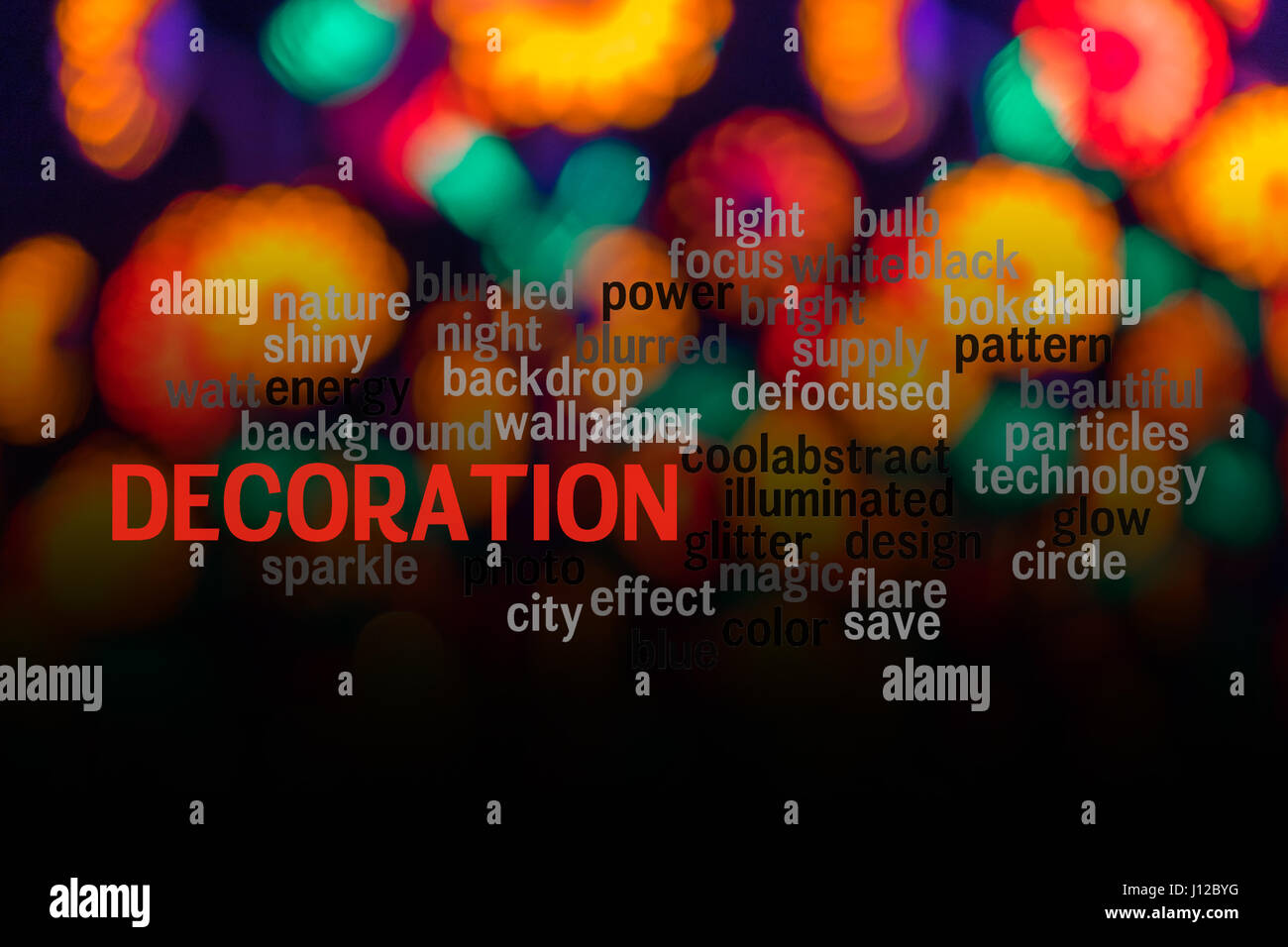 Word DECORATION concept with blurred light background Stock Photo Alamy