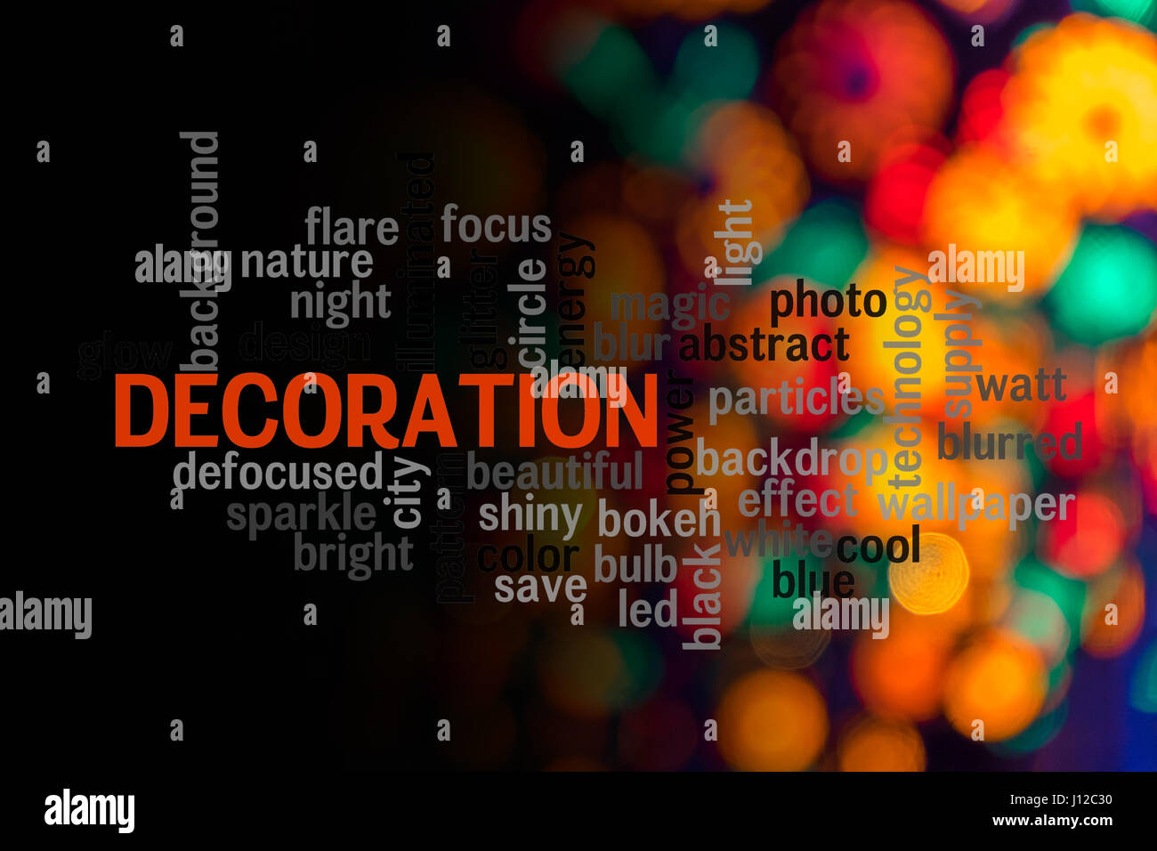 Word DECORATION concept with blurred light background Stock Photo Alamy