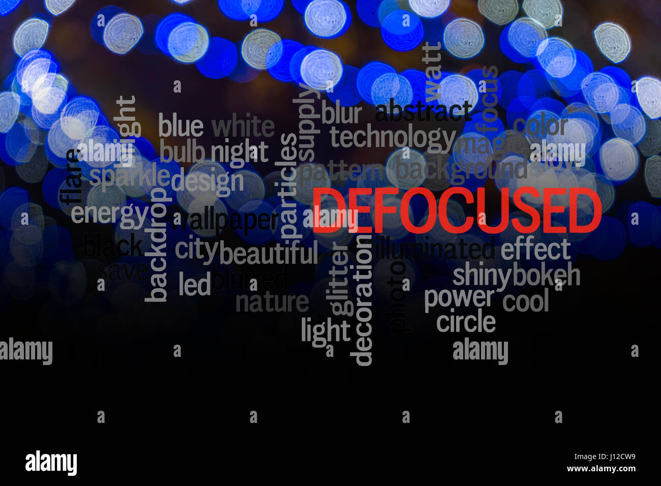 Word DEFOCUSED with blurred light background Stock Photo Alamy