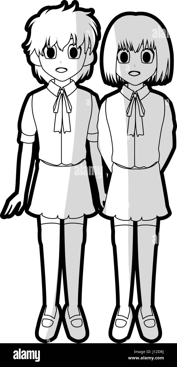 4 Cute Young School Girls Anime Or Manga Icon Image Vector Illustration  Design Royalty Free SVG, Cliparts, Vectors, and Stock Illustration. Image  76150370.