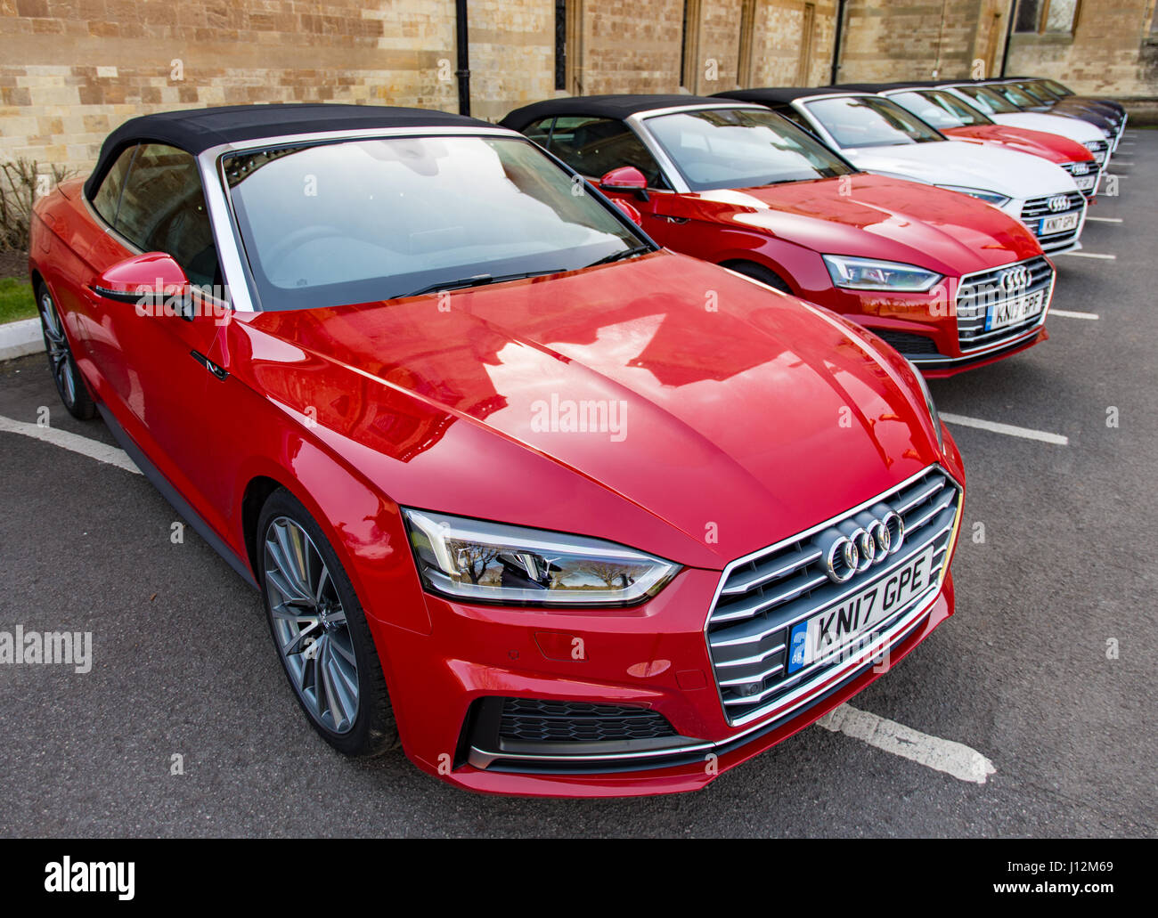 New Audi A5 cabriolets in formation Stock Photo
