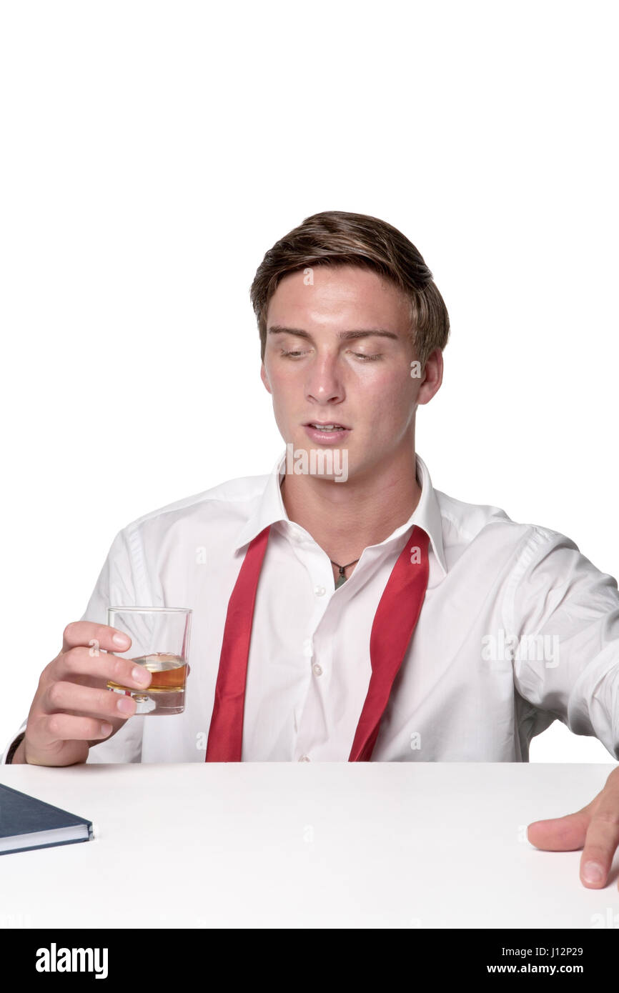 business man drinking alcohol at work sneakily Stock Photo Alamy