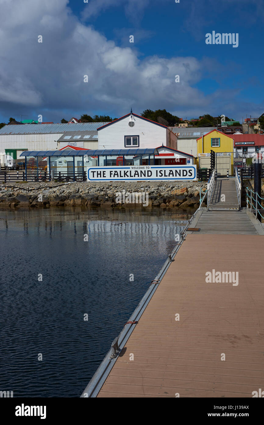 Jetty used by visitors arriving by sea in Stanley, capital of the