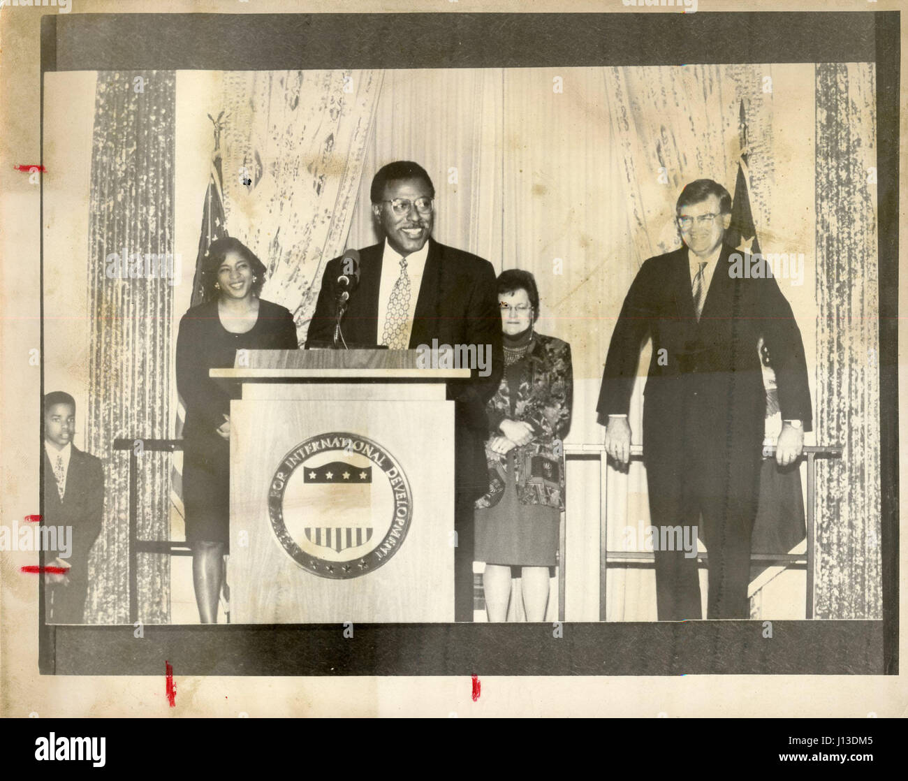 Speaker delivers speech podium hi-res stock photography and images - Alamy