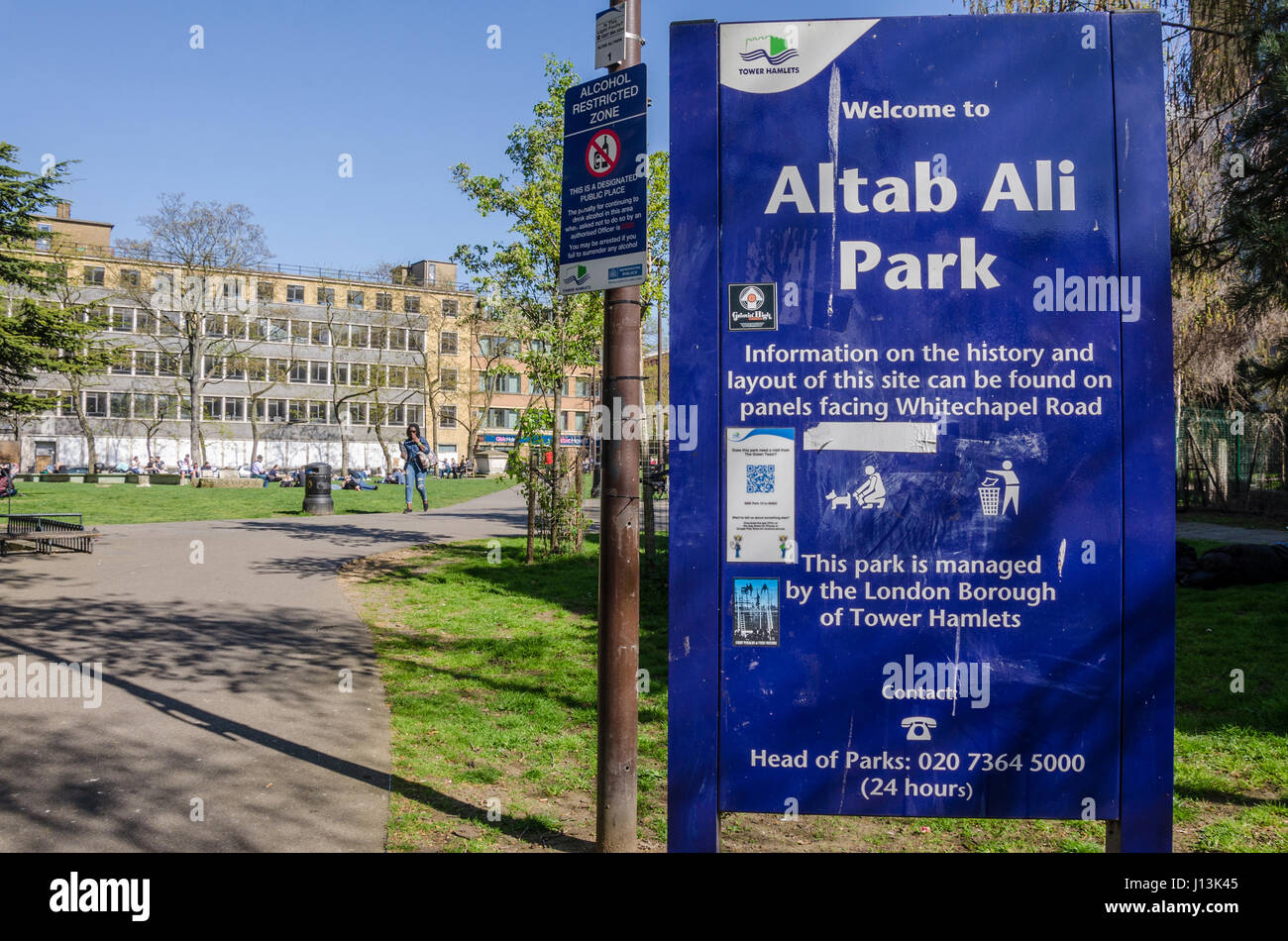 Altab Ali Park on Whitechapel Road in East London Stock Photo