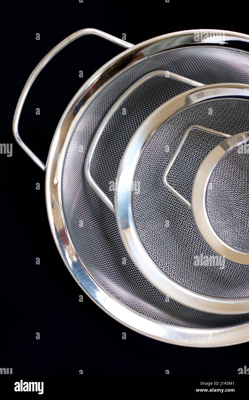 Stainless steel kitchen sieve Stock Photo Alamy