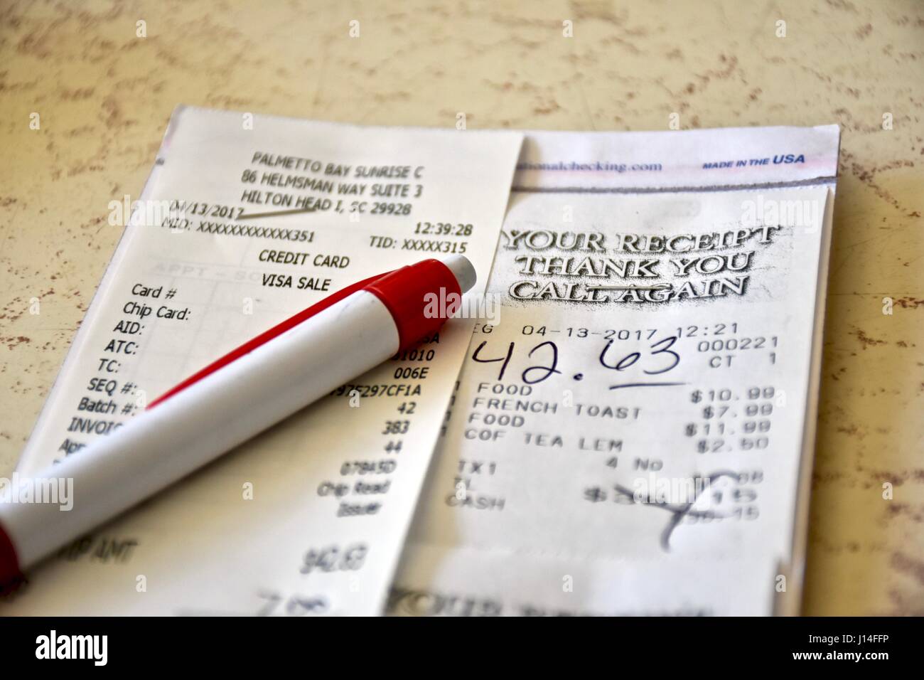 Receipt restaurant hi-res stock photography and images - Alamy