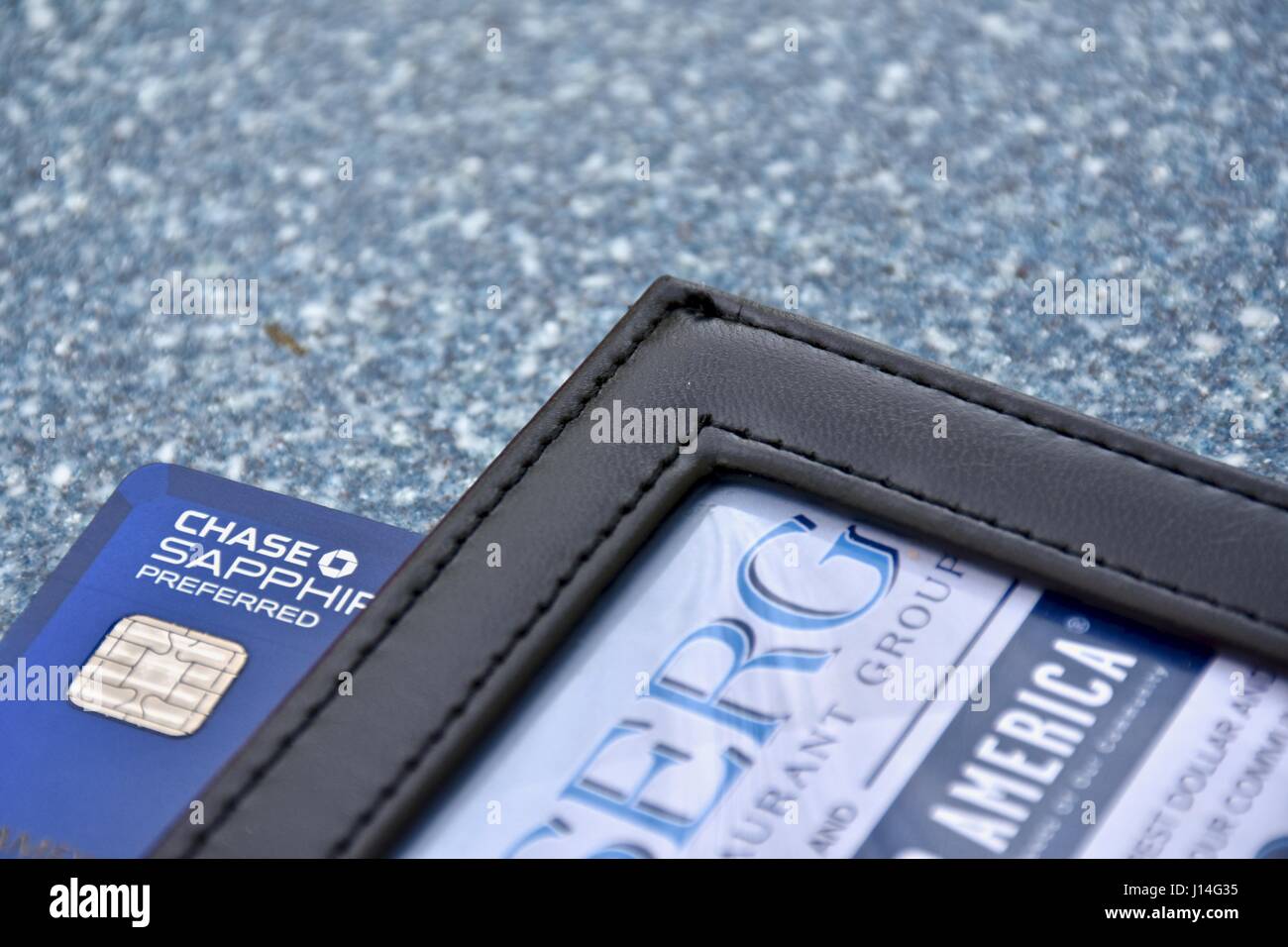 Restaurant bill with Chase Sapphire preferred credit card displayed Stock Photo