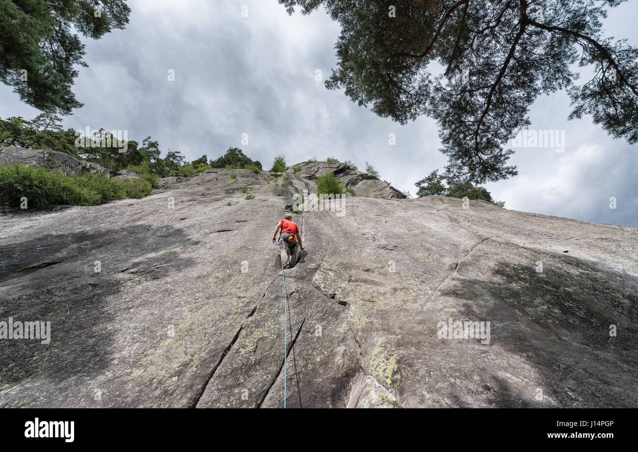 Rock climbing in the Aosta Valley, North Italy, Alps, Europe, EU Stock Photo