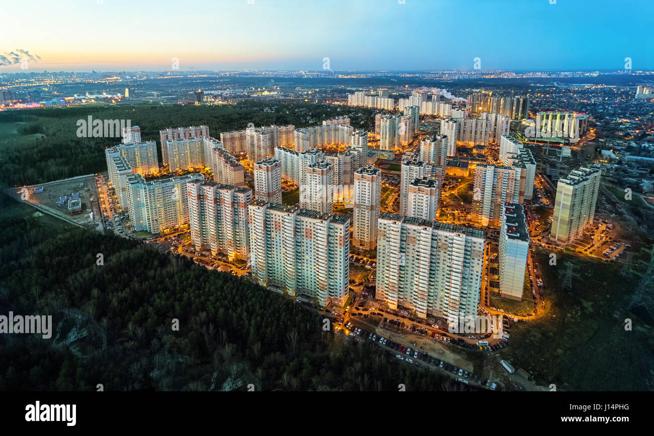 Aerial view on residential district called Novaya Trehgorka in Odintsovo, Moscow oblast, Russia Stock Photo