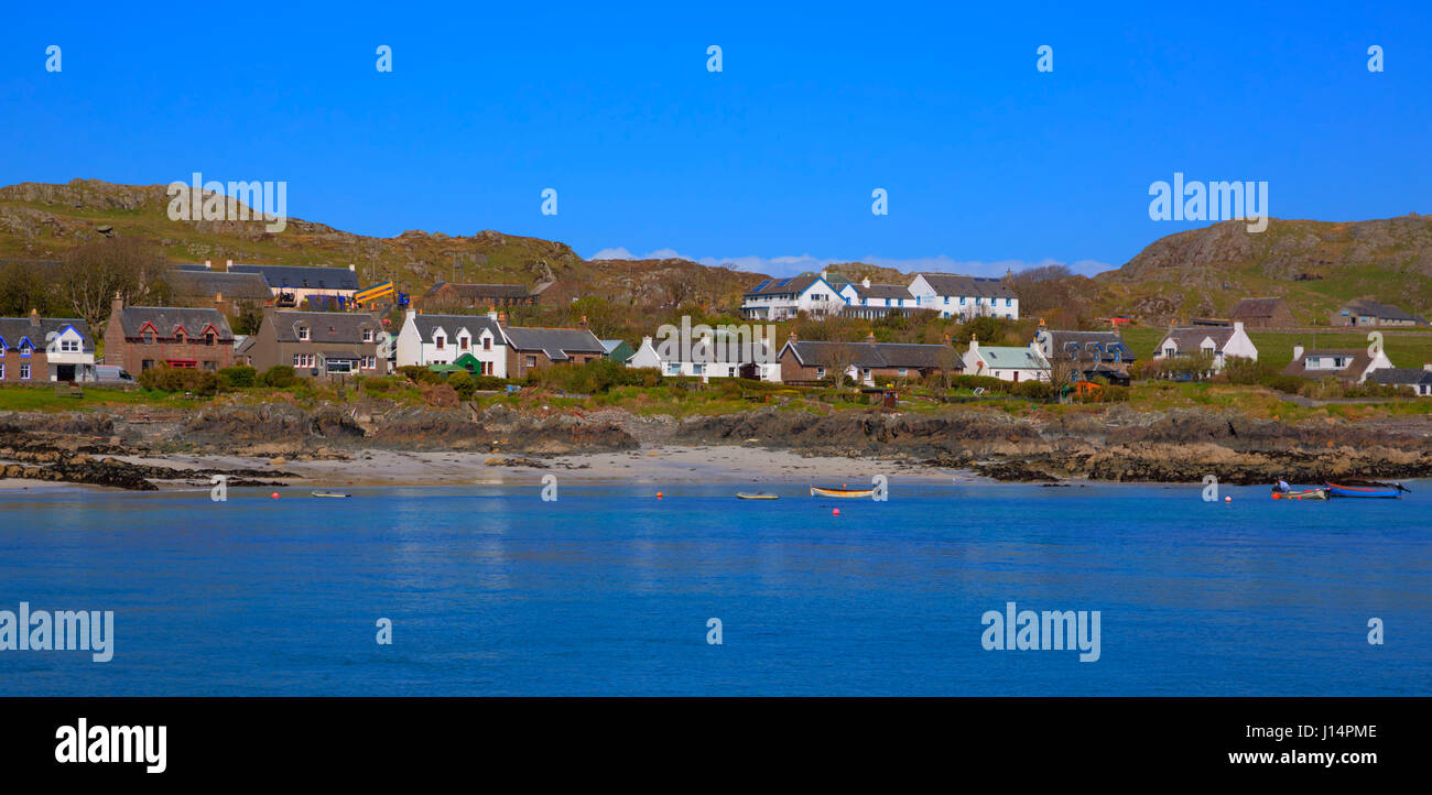 Iona Scotland uk beautiful Scottish island with blue sea and sky in spring Stock Photo
