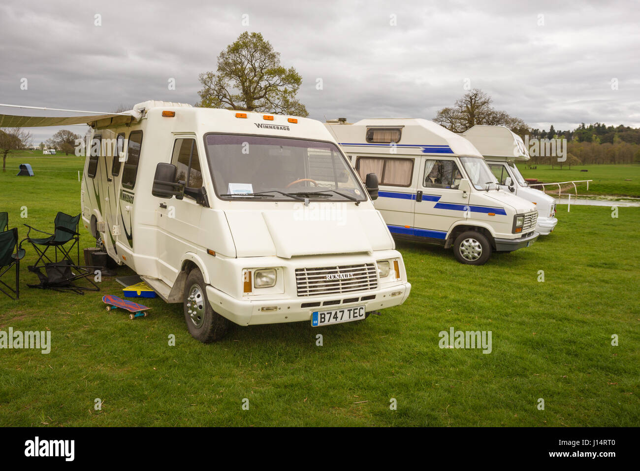 Motorhome on holiday, vintage old fashioned Stock Photo