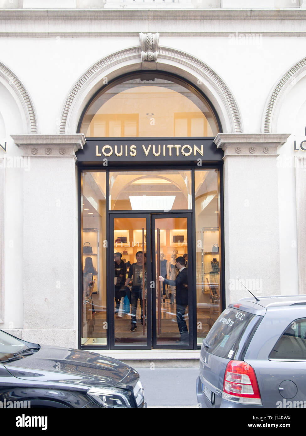 Louis Vuitton shop in Via Montenapoleone , Milano Italy Stock Photo - Alamy