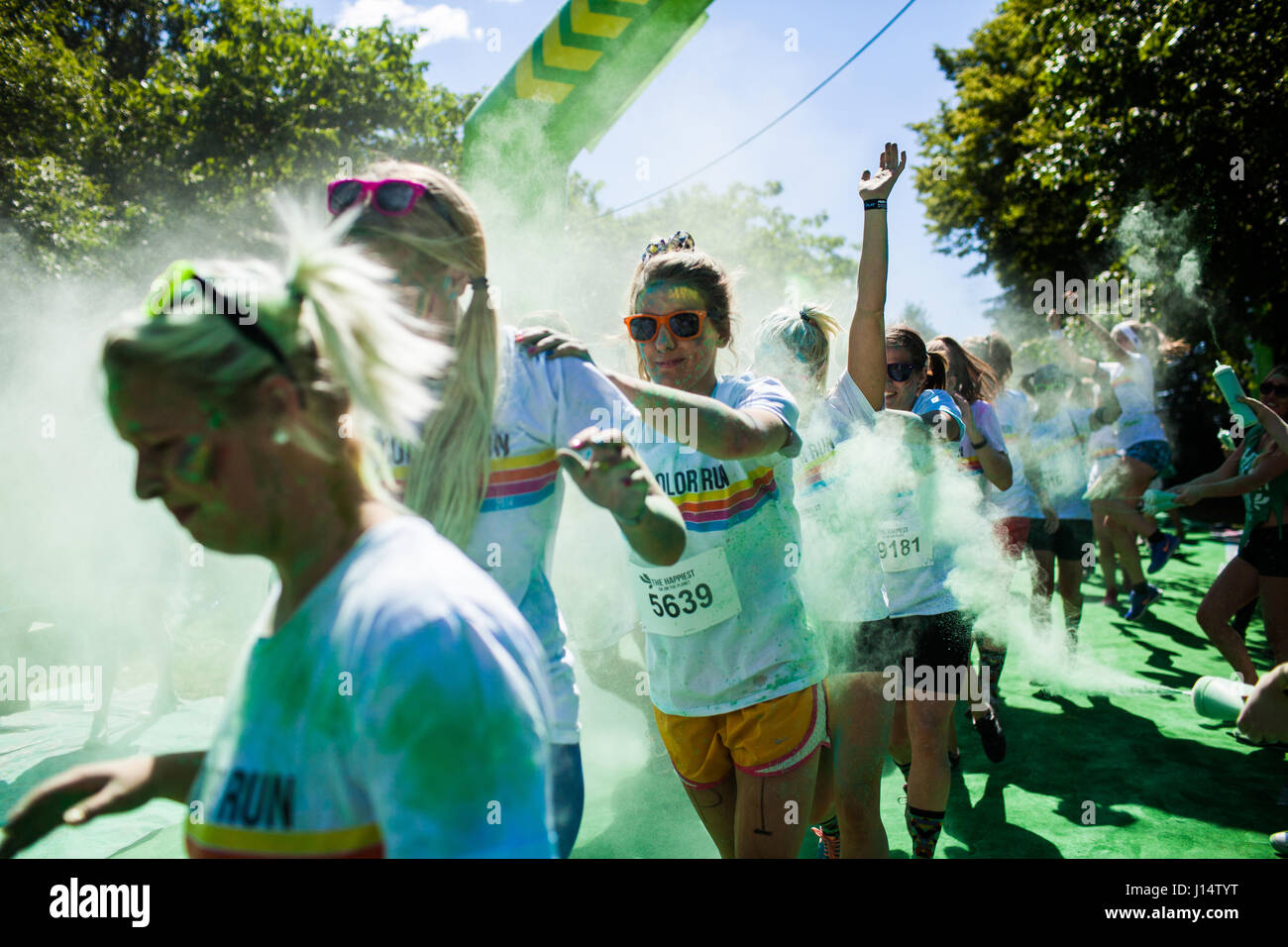 Color Run participants have fun at the five kilometres run in Valby ...