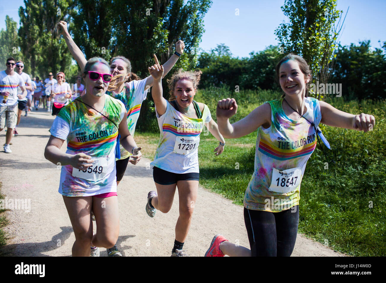Color Run participants have fun at the five kilometres run in Valby ...