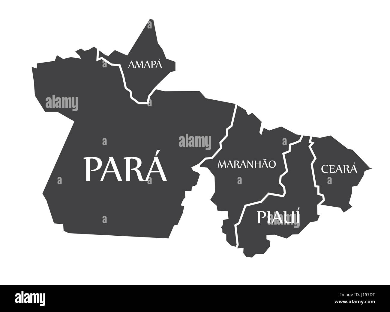 Amapa - Para - Maranhao - Piaui - Ceara Map Brazil illustration Stock Vector