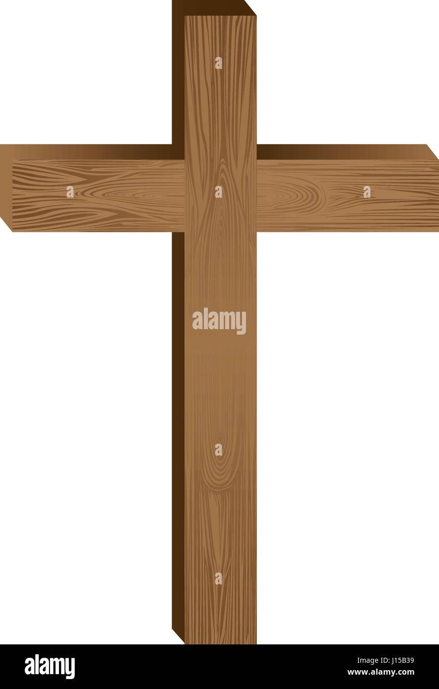 white background with wooden cross Stock Vector