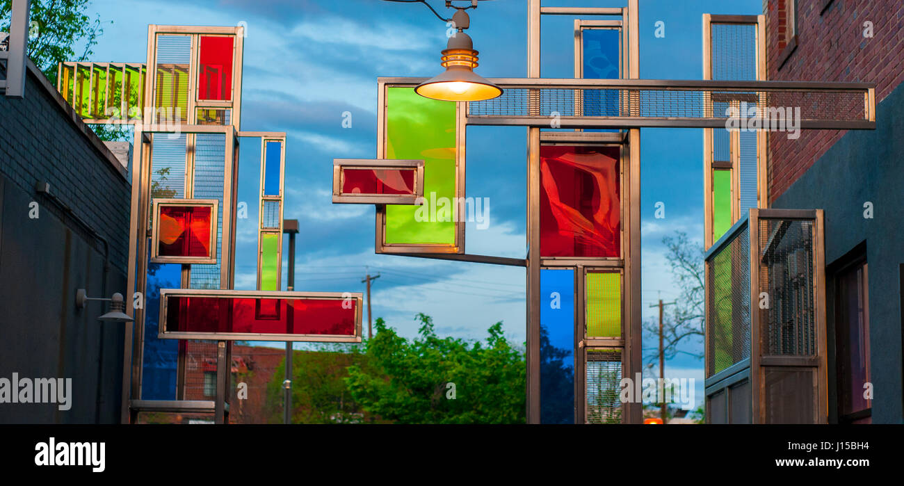Public stained glass art installation in a courtyard Stock Photo Alamy