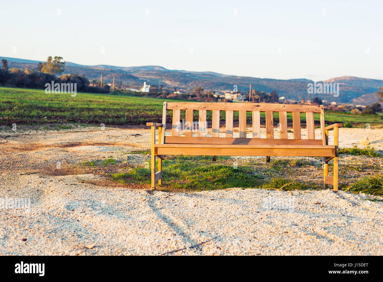 Outdoor nature wooden bench in zen garden style Stock Photo Alamy