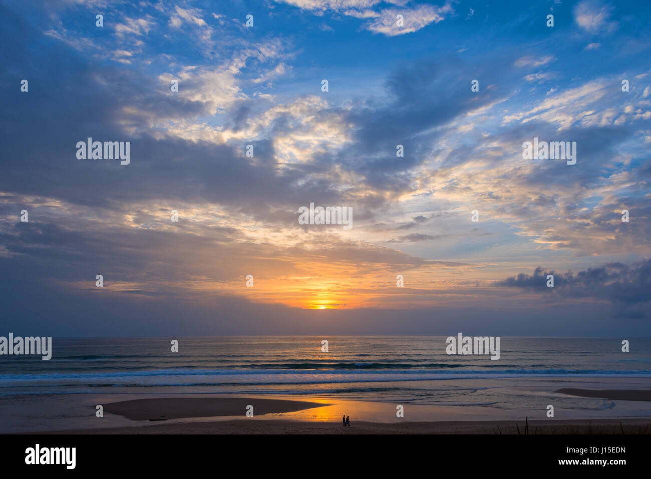 Atlantic ocean sunset, Lacanau France Stock Photo