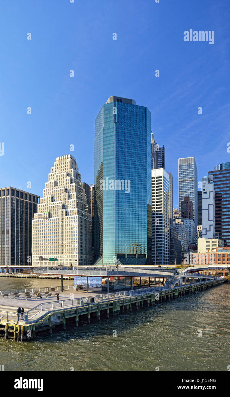 Lower Manhattan at sunny day. Stock Photo