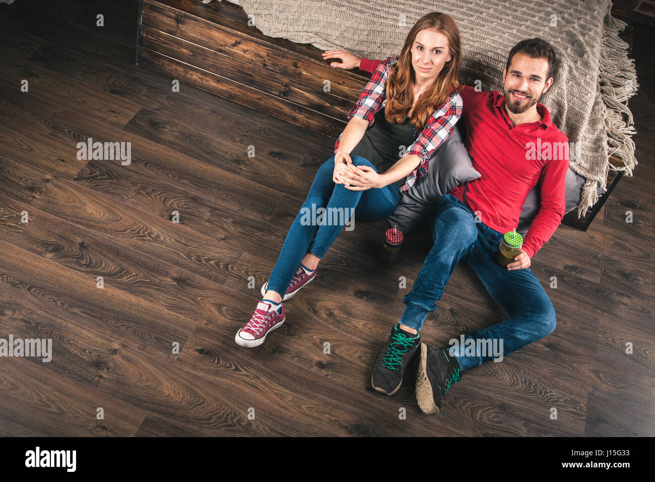 Young couple at home Stock Photo