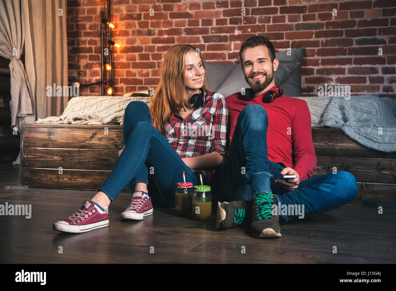 Young couple at home Stock Photo