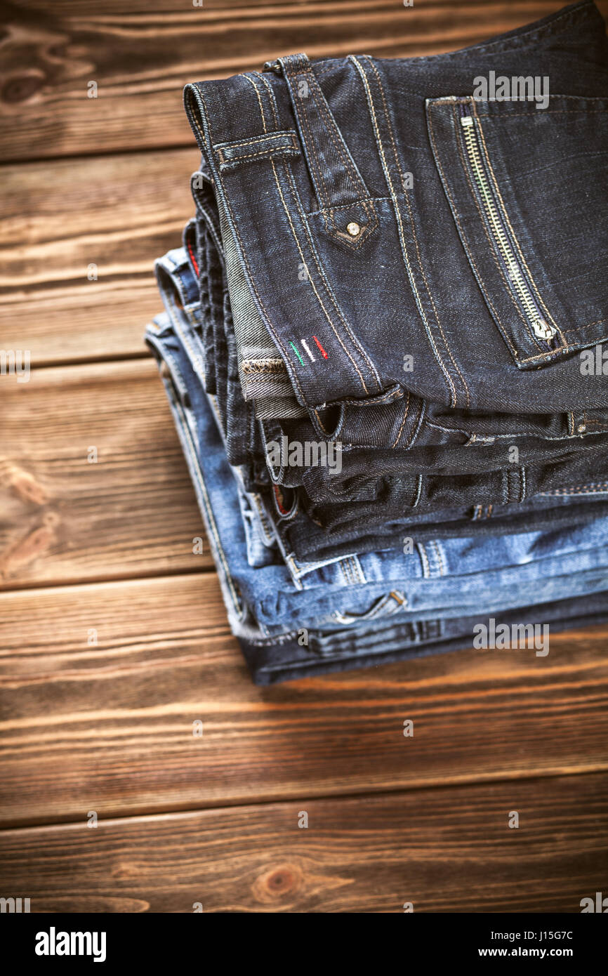 Pile of jeans Stock Photo