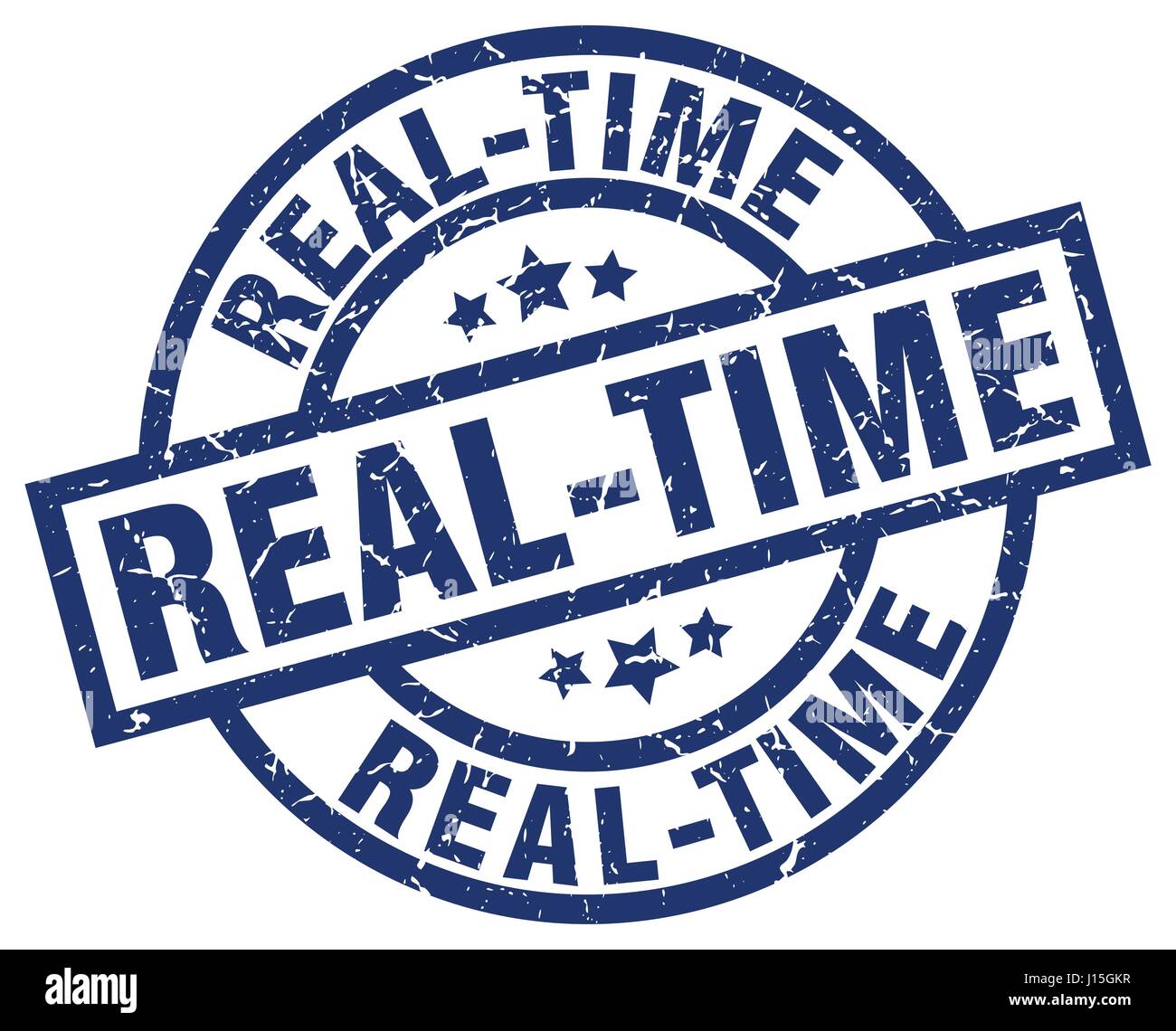 real-time blue round grunge stamp Stock Vector Image & Art - Alamy