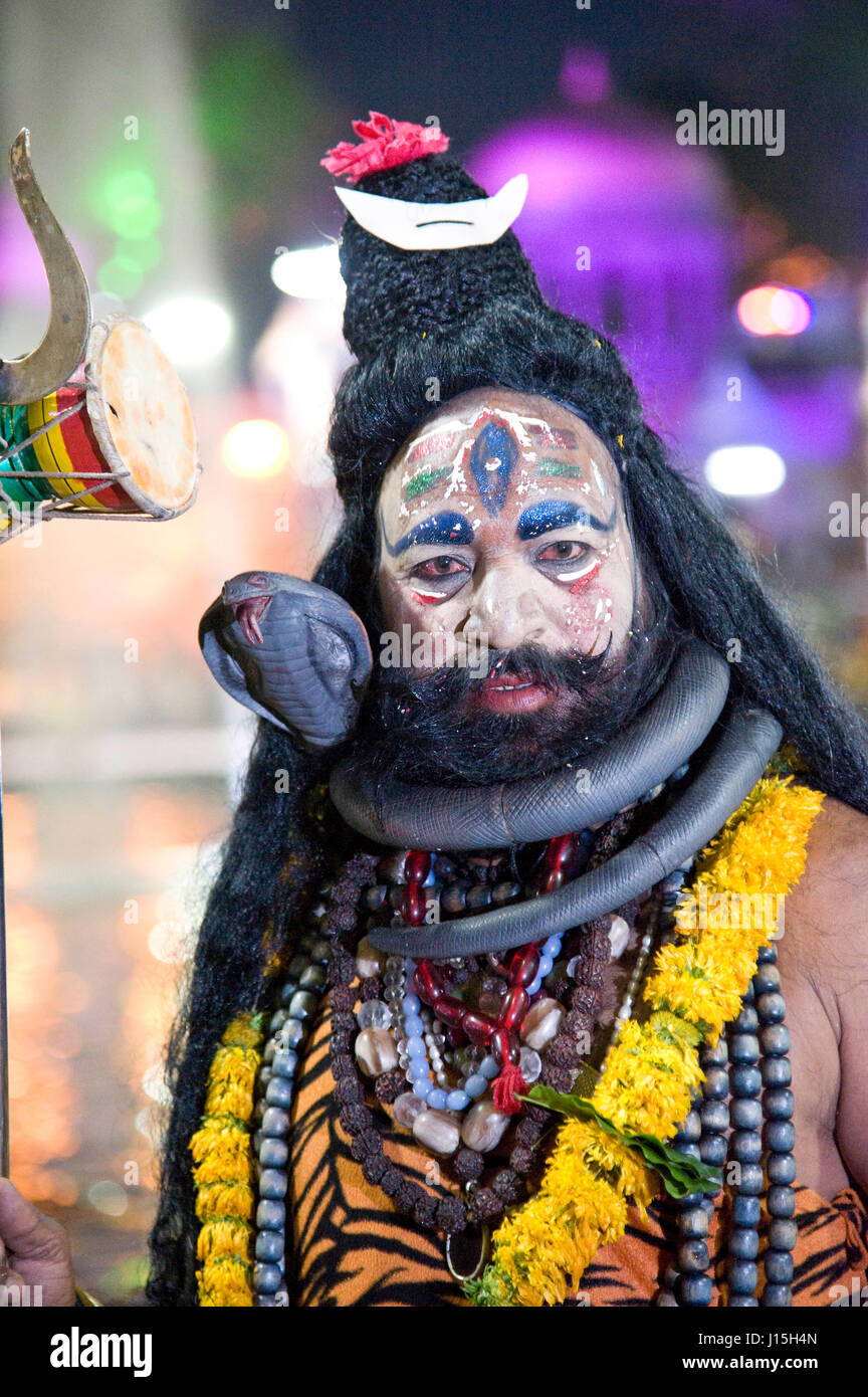 Man disguised as shiva, kumbh mela, ujjain, madhya pradesh, india, asia Stock Photo