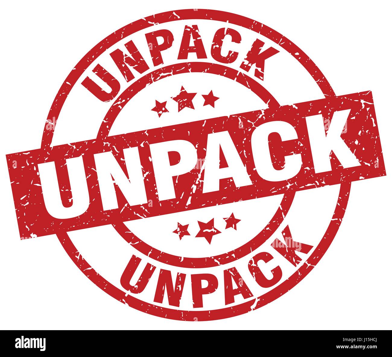 Unback unpack round red grunge stamp Stock Vector Image & Art - Alamy