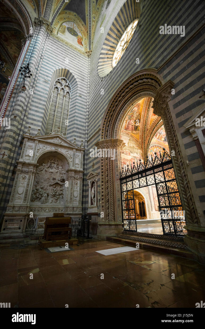Orvieto. Umbria. Duomo of Orvieto and the Chapel of San Brizio (La cappella di San Brizio, o cappella Nova). Stock Photo