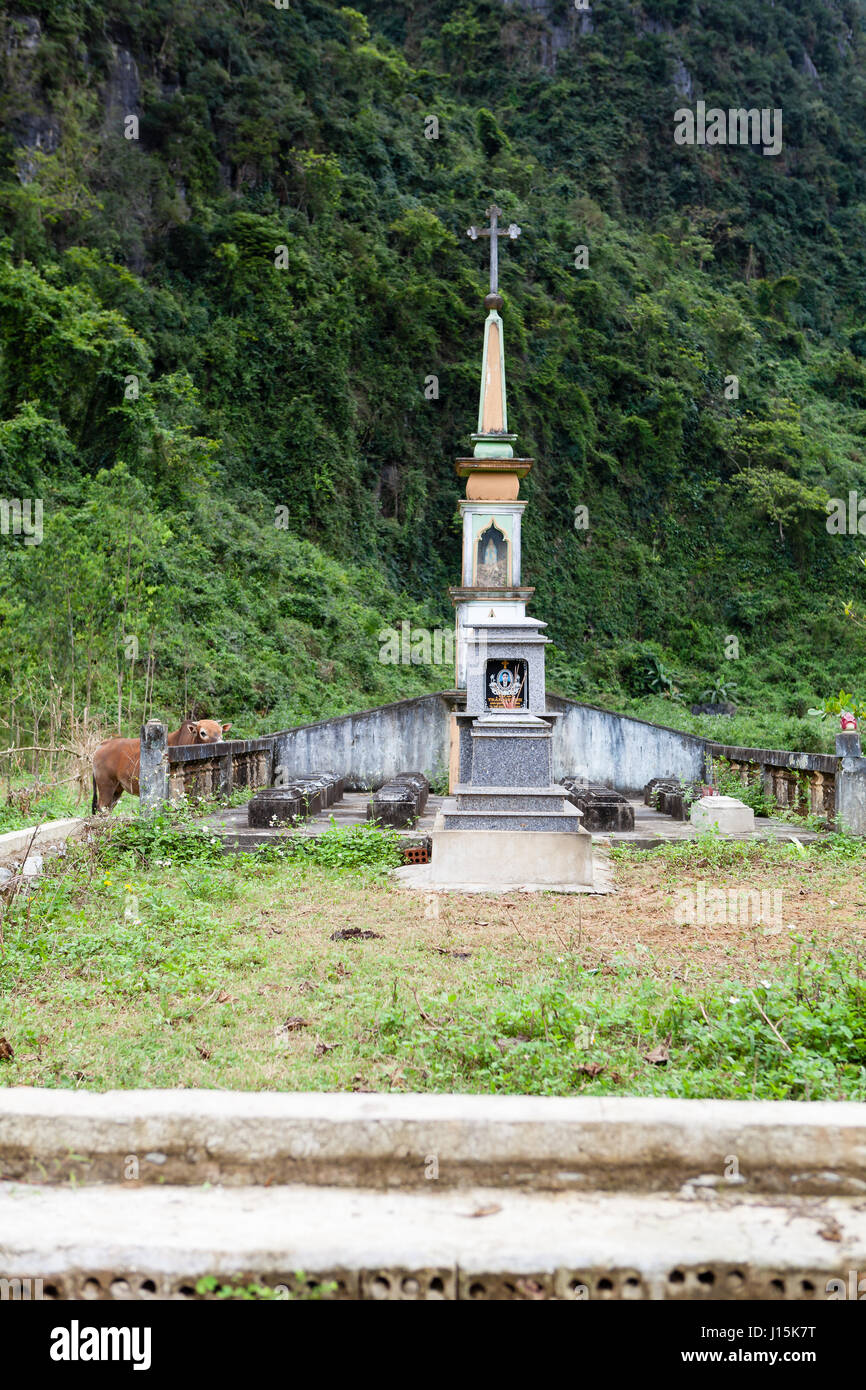 Phong Nha region, Vietnam - march 9 2017: ancient graves by the mountains. Stock Photo