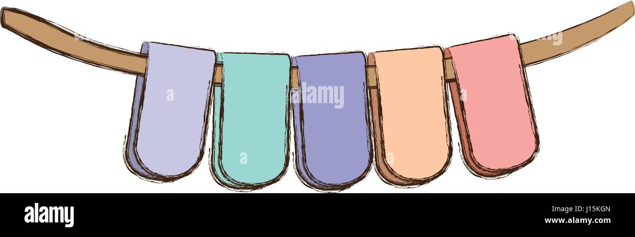 set of pastel colored flags in a rope for decoration Stock Vector Image ...