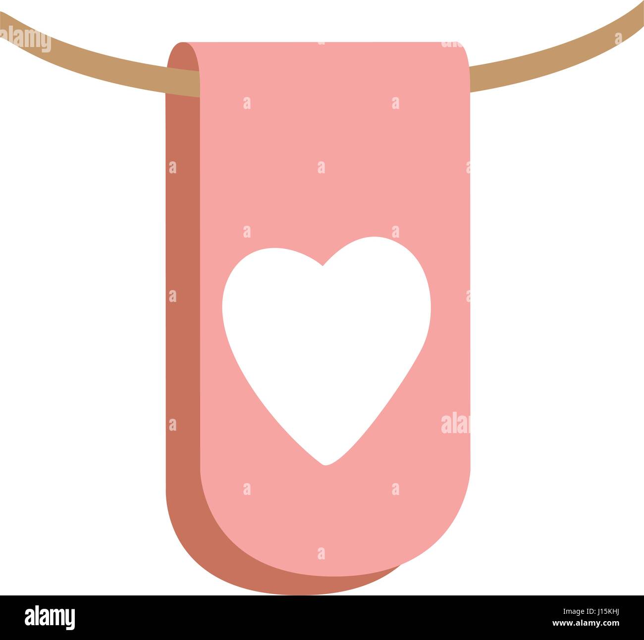 pastel color silhouette flag in a rope for decoration with heart shape ...