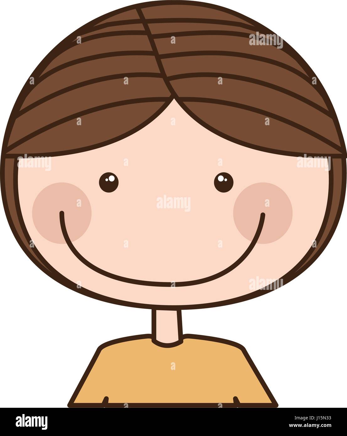 colorful caricature half body guy with brown hair Stock Vector