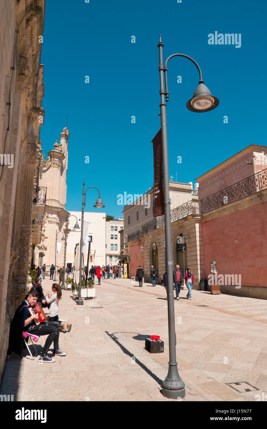 In downtown of Matera a morning spring. Stock Photo