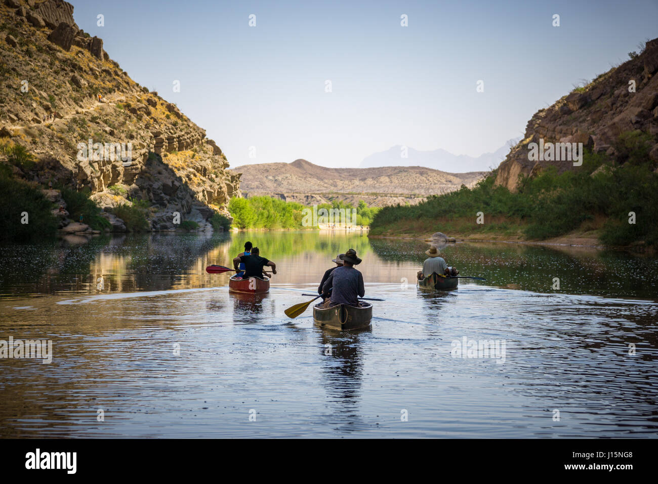 Canoeing down Santa Elena canyon, Rio Grande river, Big Bend National