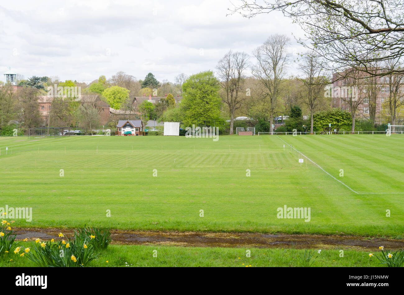The sports field at the Cadbury factory in Bournville, Birmingham Stock Photo