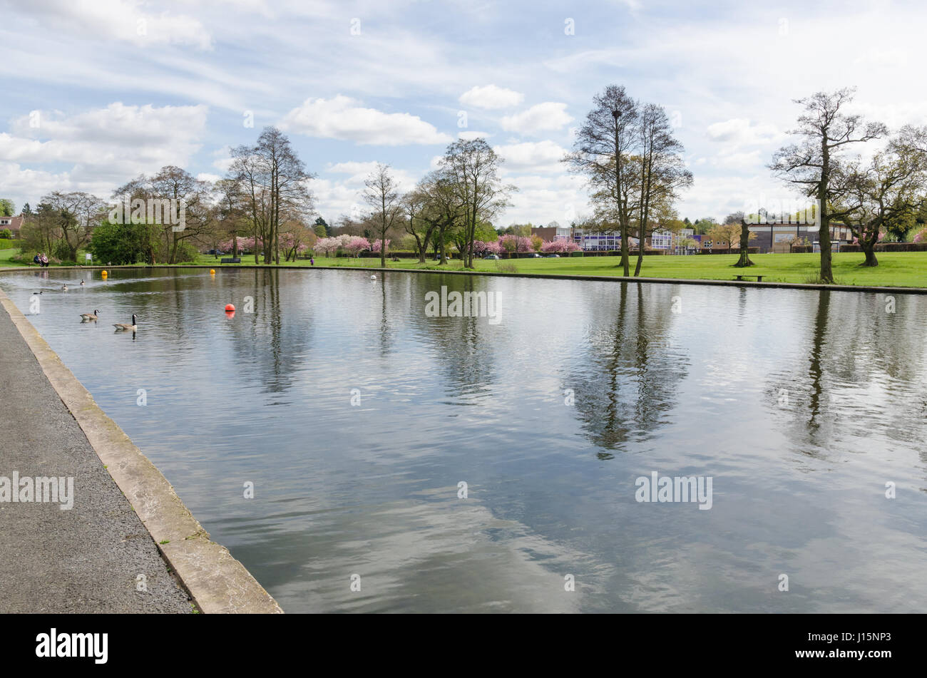 The boating pool at Bournville in Birmingham Stock Photo